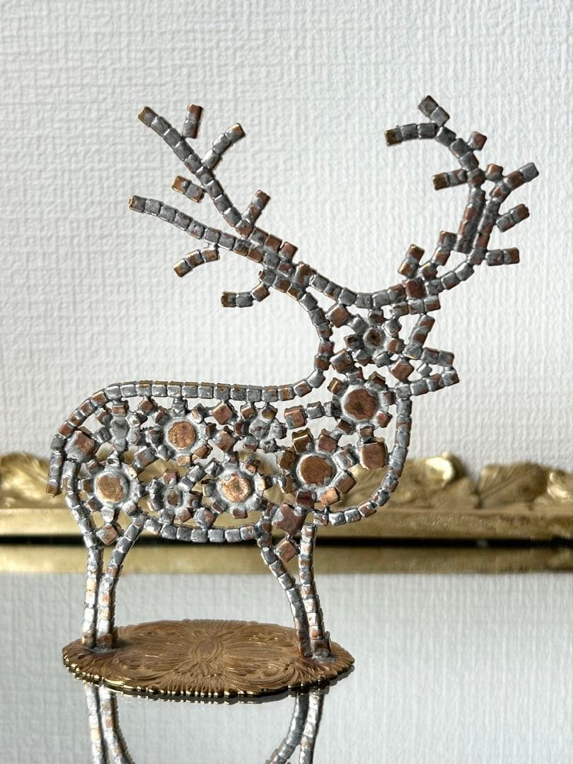 チェコガラス/トナカイ/左向き/クリスマス/オブジェ/卓上/ラインストーン