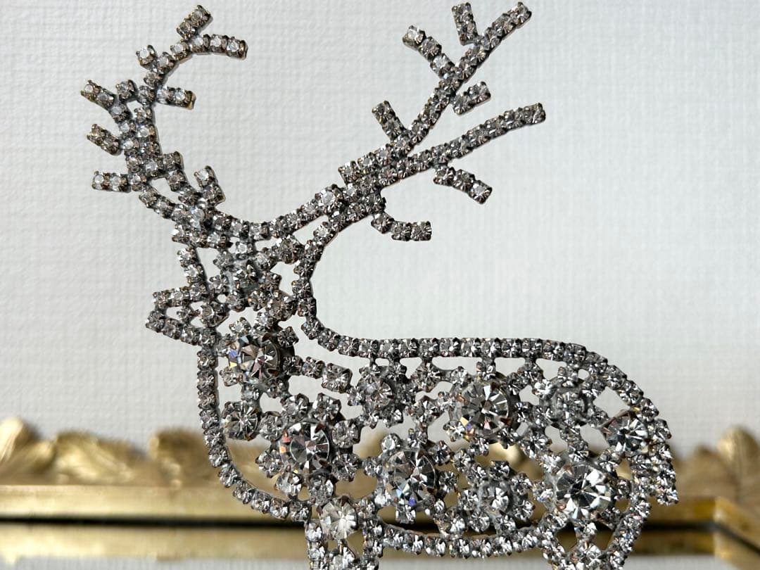 チェコガラス/トナカイ/左向き/クリスマス/オブジェ/卓上/ラインストーン