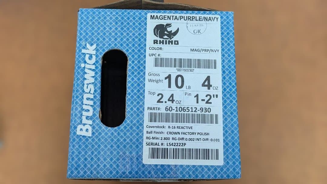 【毎日値下げ】ライノ ボウリングボール１０Ｐサムレス【１０ゲーム】