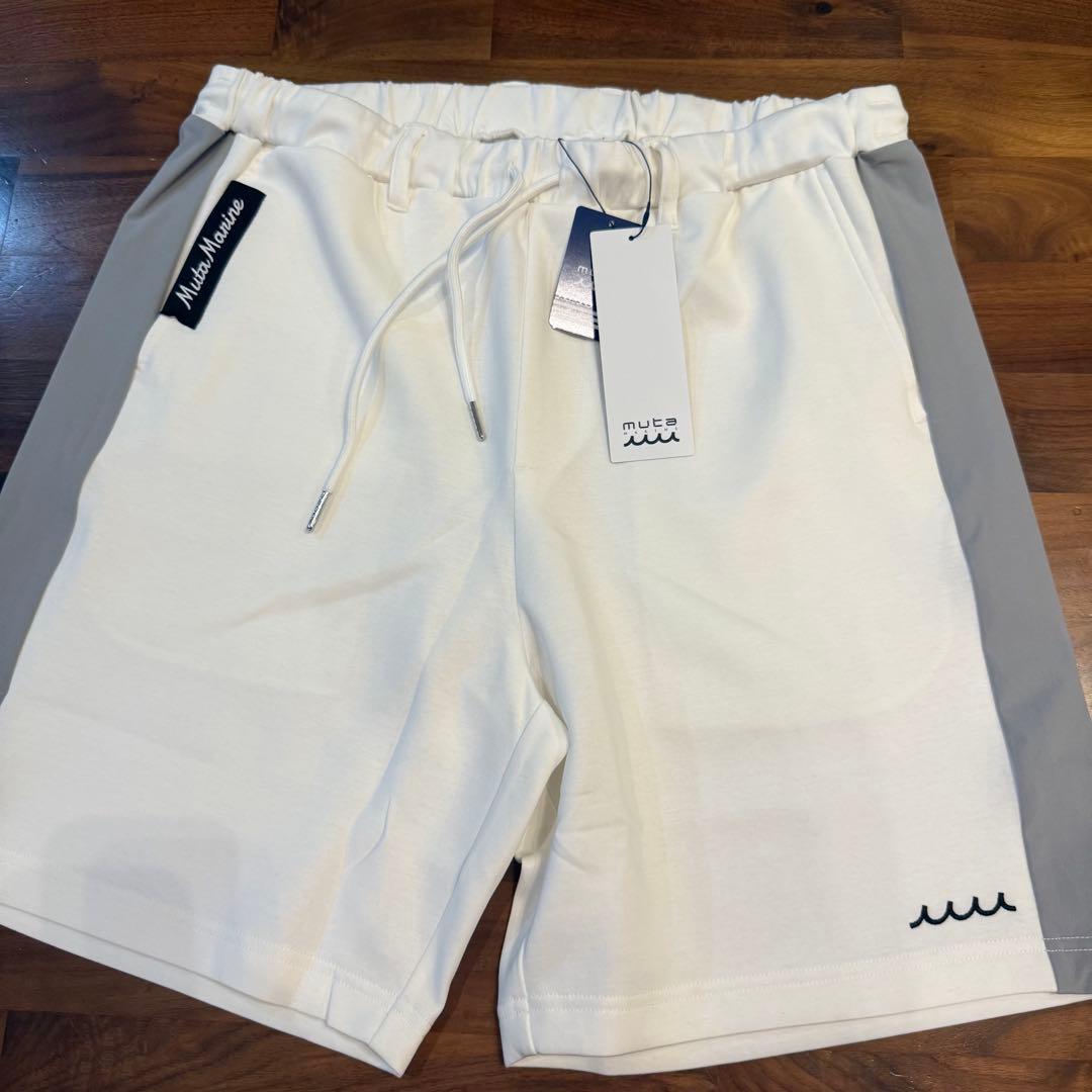 新品タグ付 ムータマリン セットアップ ポロシャツ ハーフパンツ 白×灰 L相当