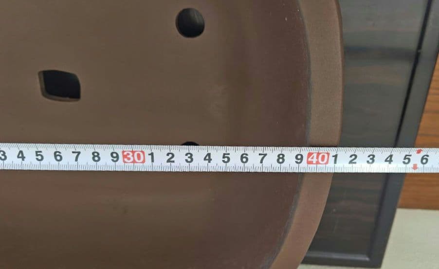 ドラゴン彫刻の陶器の盆栽鉢 約41cm×32cm×13cm　落款あり