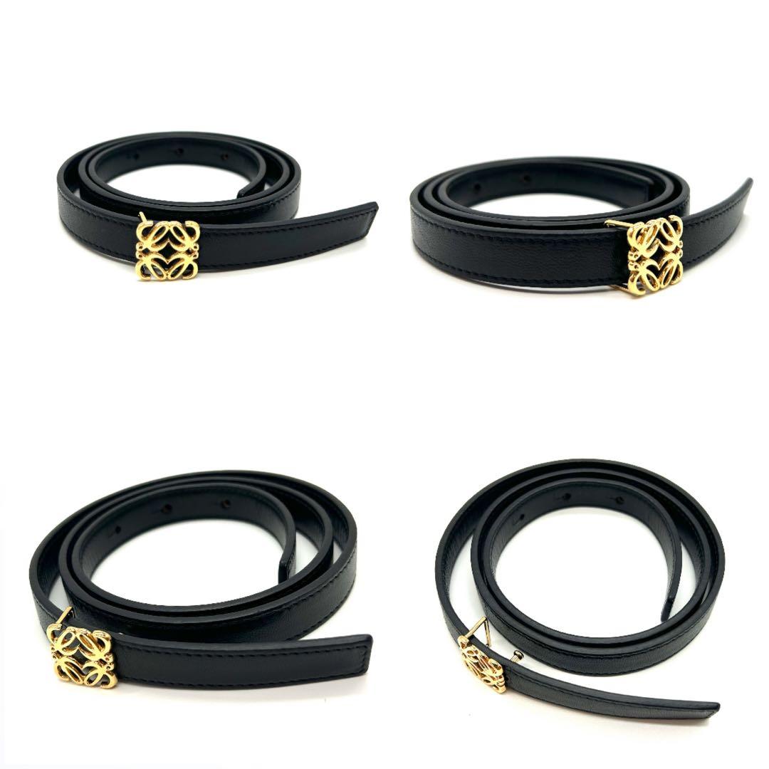 LOEWE ロエベ　アナグラム　ベルト　レザー　ブラック　ゴールド金具　70