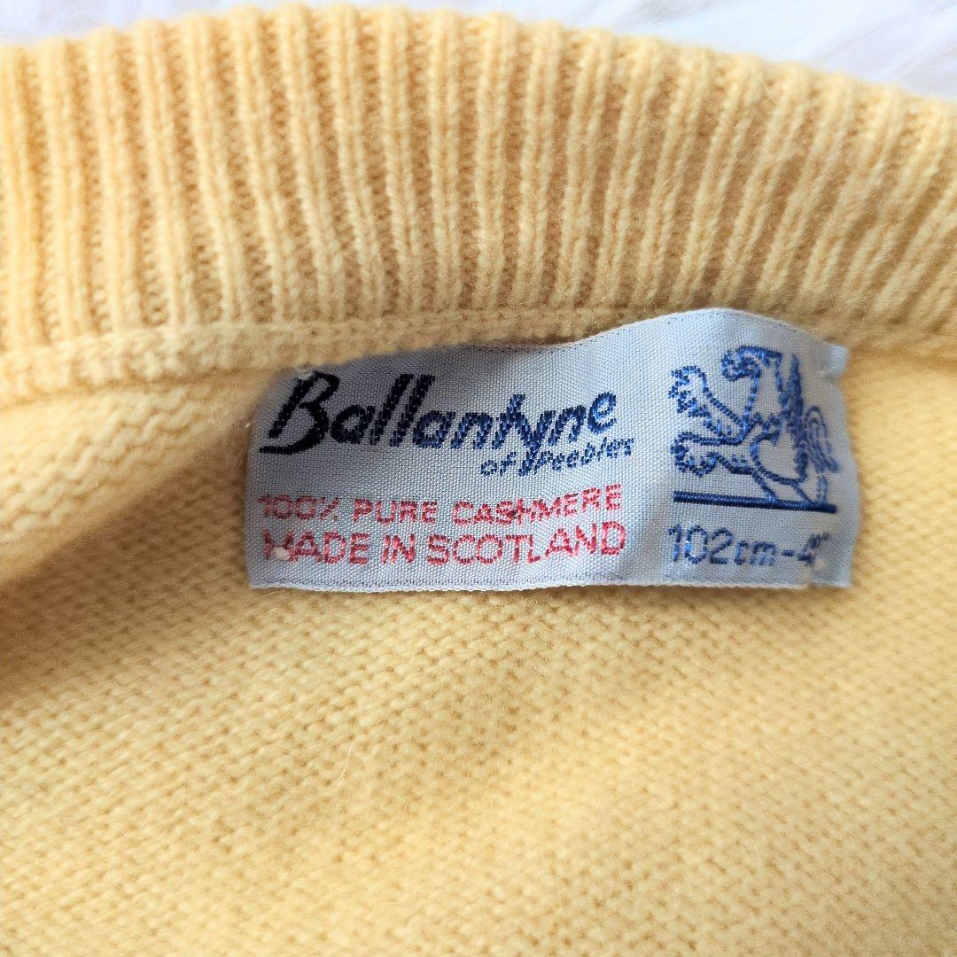 バランタイン カーディガン カシミヤ 100% 金ボタン スコットランド製 黄色