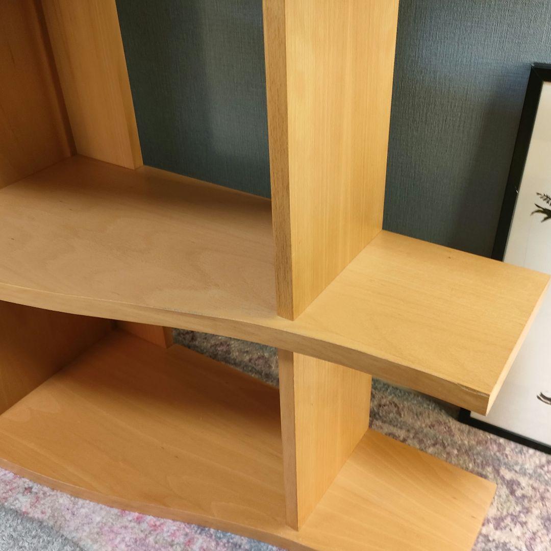 【北欧ナチュラル】曲線デザイン製 オープンシェルフ 4段 木製ラック