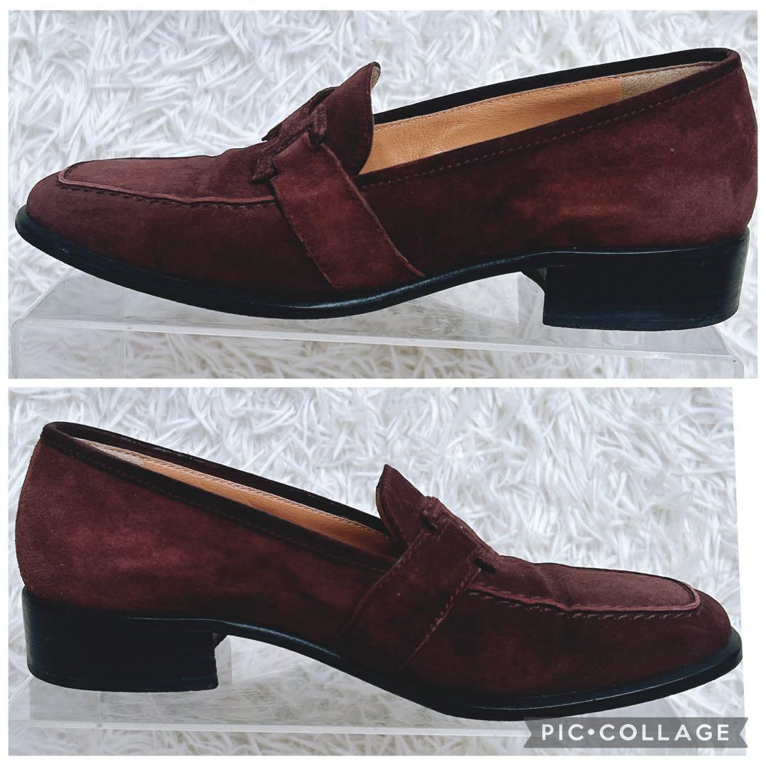 HERMES Hマーク スエード　革　ローファー　パンプス　ブラウン 35.5