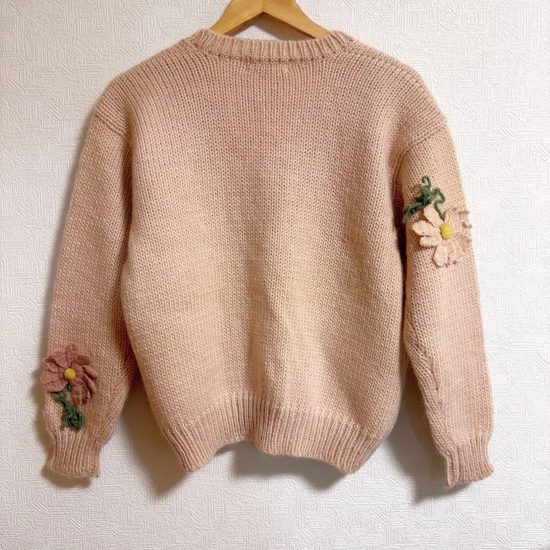 PINK HOUSE（ピンクハウス）立体フラワーモチーフ ニットカーディガン