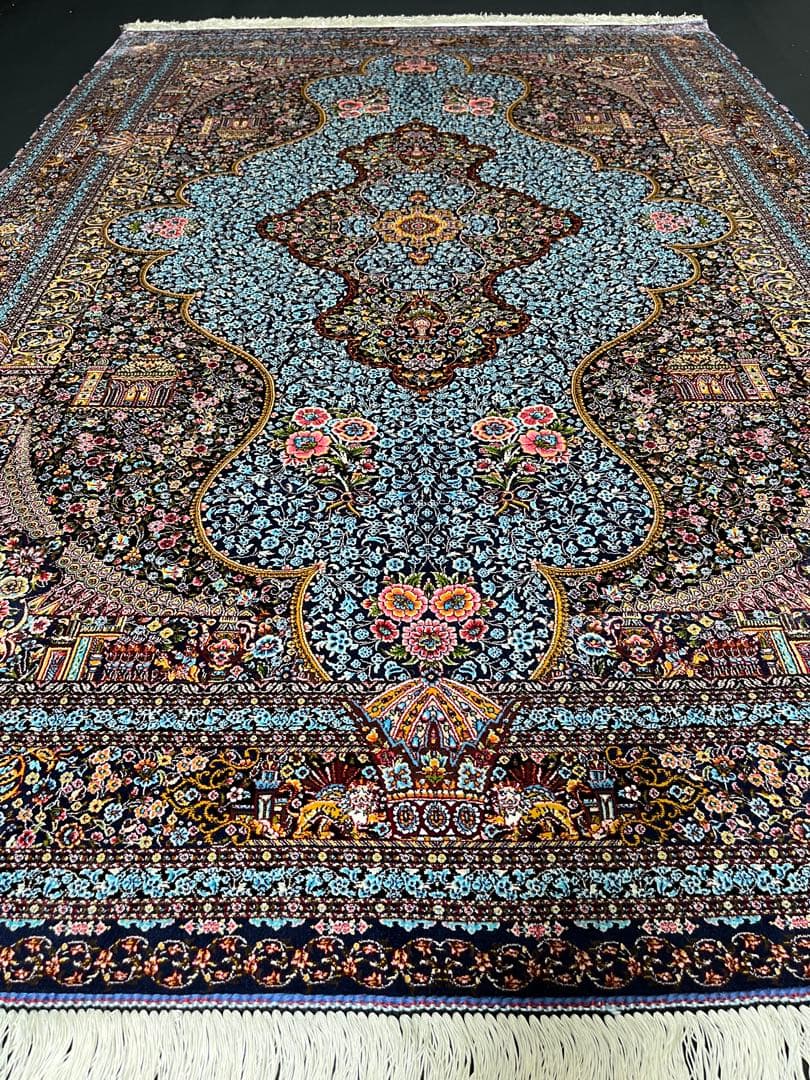 最高級 ペルシャ絨毯シルク イラン クム産 約225万ノット102×150cm