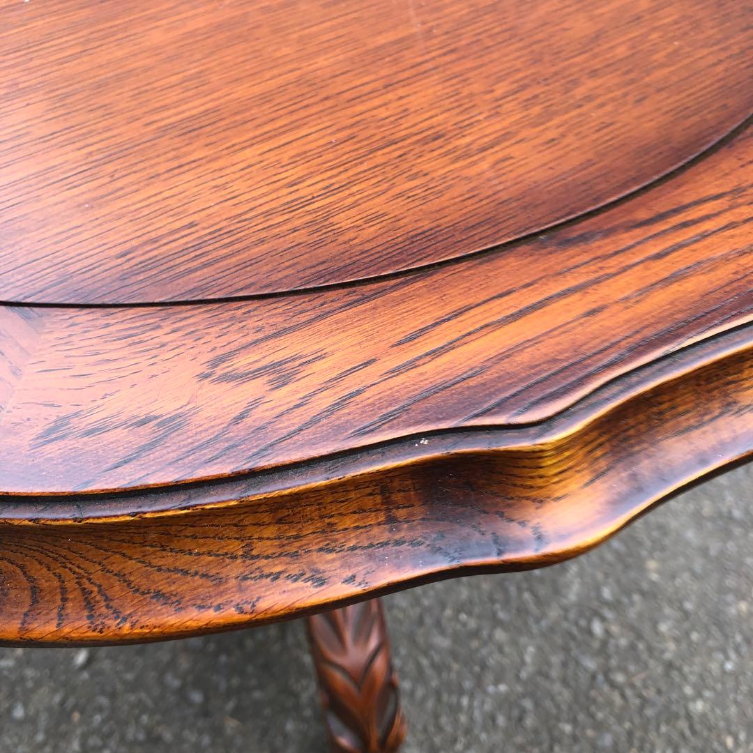 マホガニー無垢材 コーヒーテーブル アンティーク調木彫装飾 美しい木目のテーブル