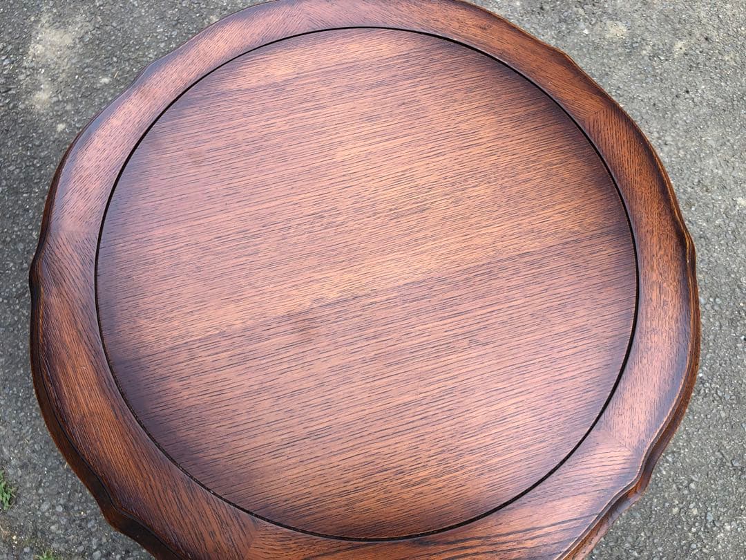 マホガニー無垢材 コーヒーテーブル アンティーク調木彫装飾 美しい木目のテーブル