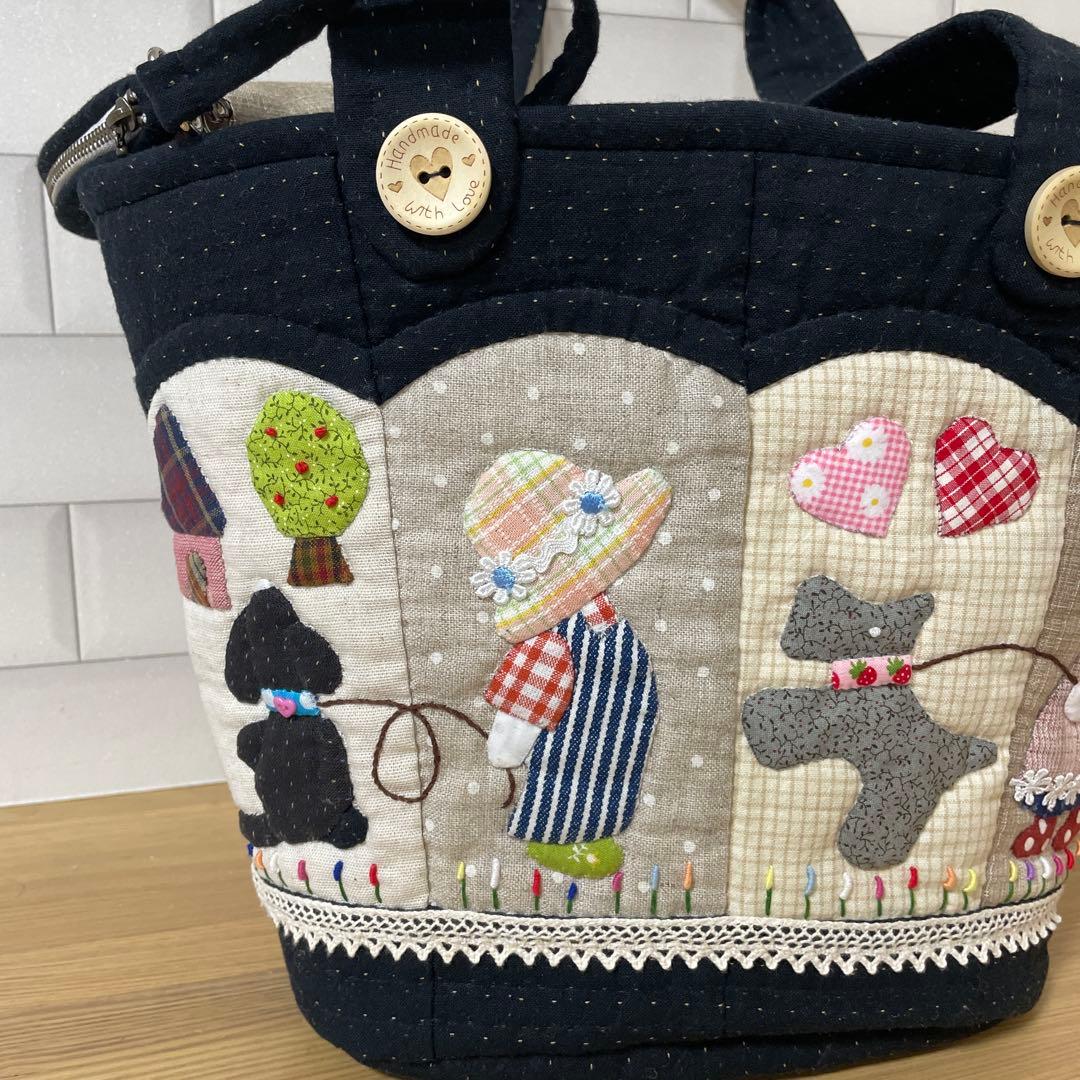スーちゃんビリーくんポーチ付きトートバッグ　パッチワーク　レディース　先染め