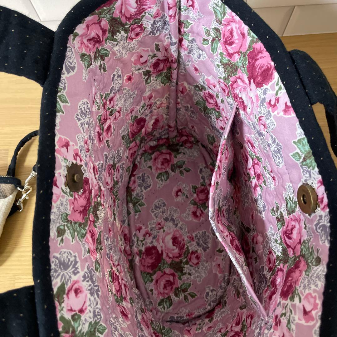 スーちゃんビリーくんポーチ付きトートバッグ　パッチワーク　レディース　先染め