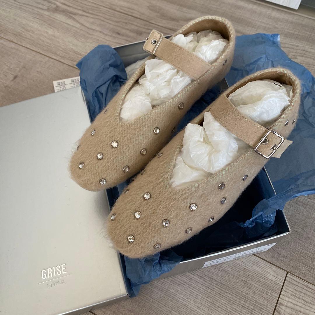 LE TALON GRISE EDGEスタッズメリージェーンフラット 23.5