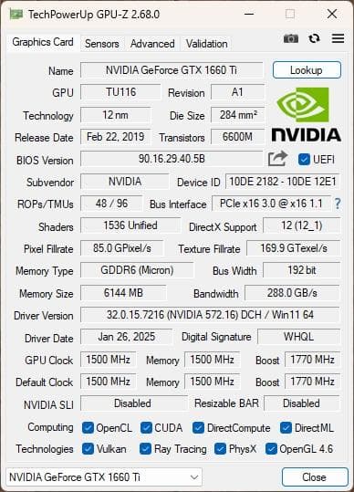 【動作確認済】NVIDIA GeForce GTX 1660Ti