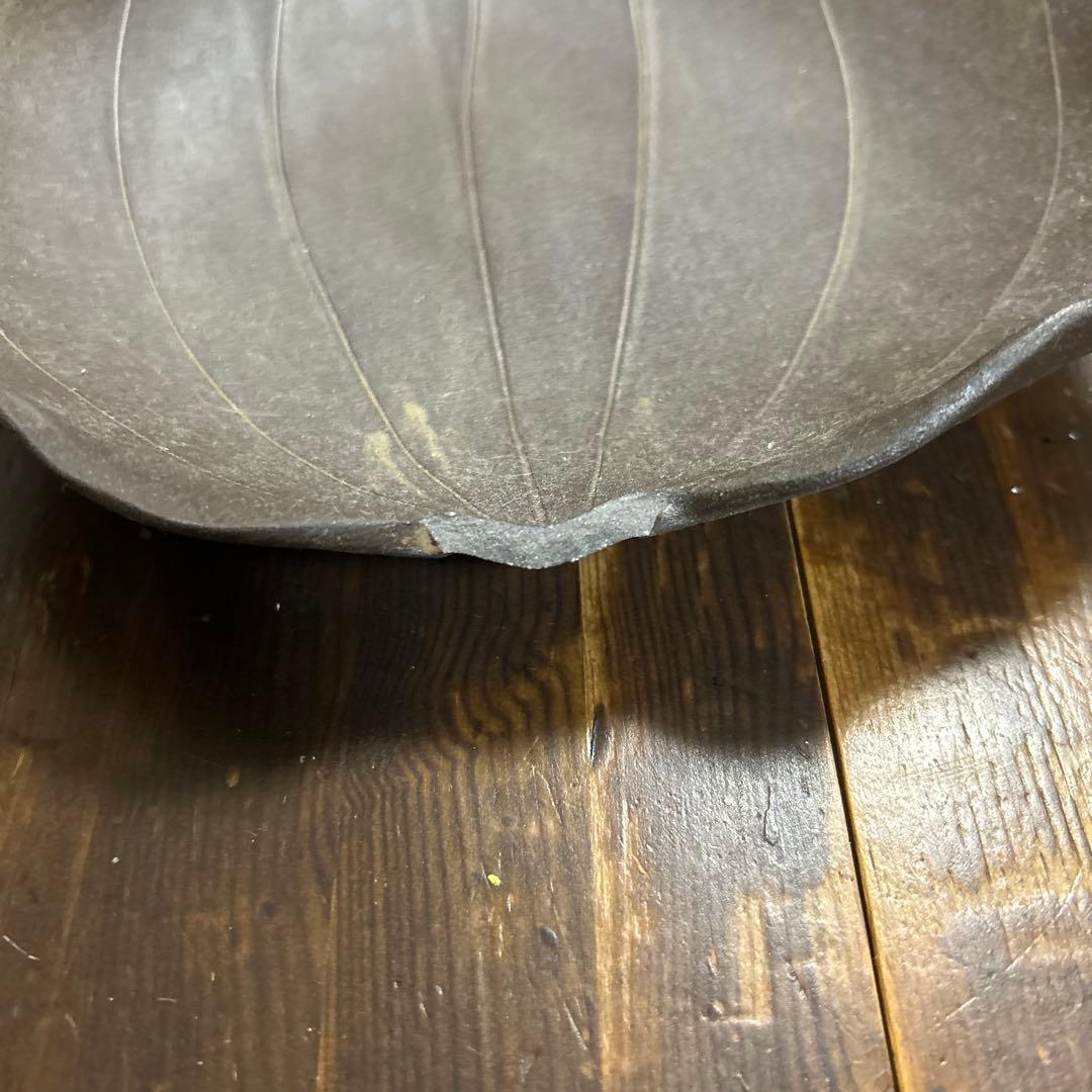 作家　陶芸作家　田中恒子　蓮の葉皿　黒土山帰来葉皿　２枚セット　TSUNE