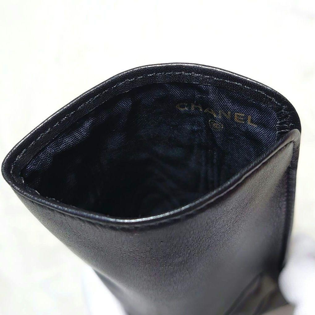 シャネル　メガネケース　ラムスキン　レザー　ＣＣマーク 黒