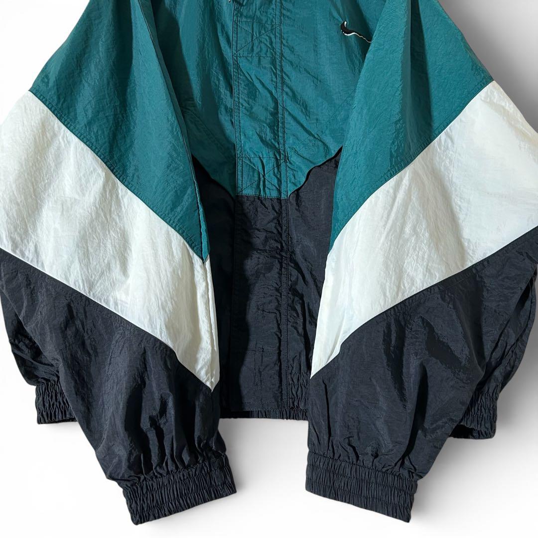 90s NIKE ナイロンジャケット スウッシュ 刺繍 XL 緑 vintage