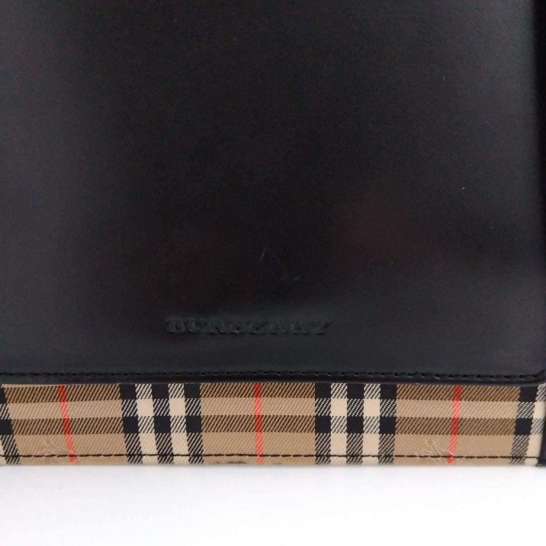 Burberry ハンドバッグ ブラック/ベージュ チェック柄　幅23cm