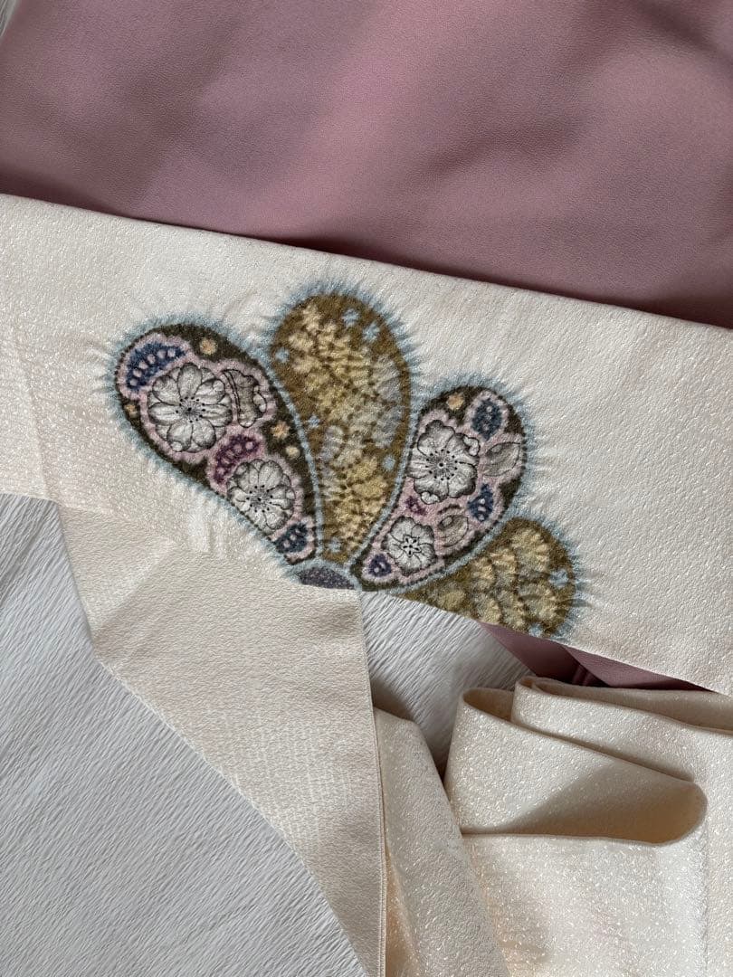 ☆ 正絹 名古屋帯 辻が花 絞り 白 長尺 ☆