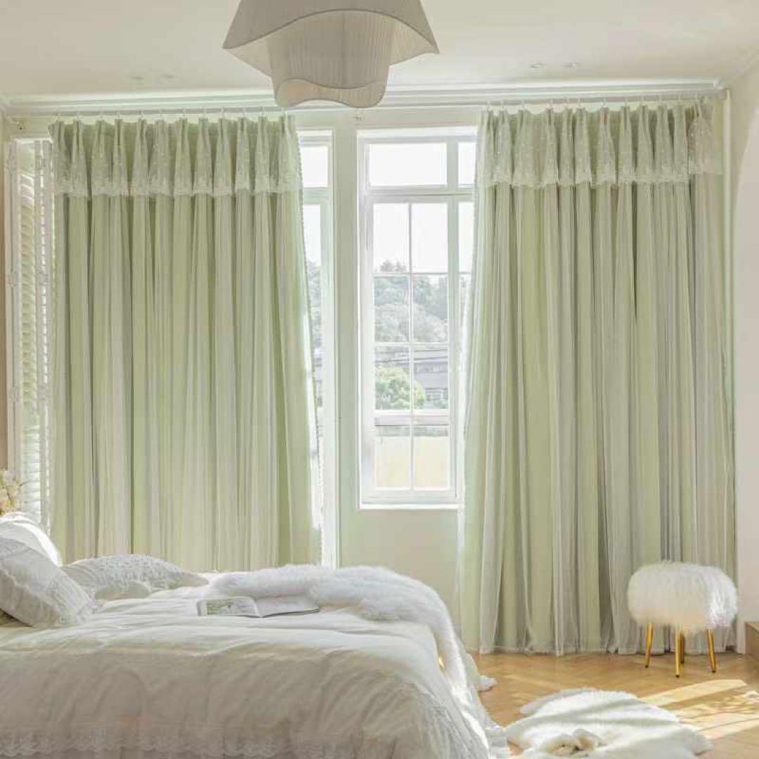 一体型カーテン　ボリューム　カーテン　オーダー　2枚入り　遮光　ドレープカーテン