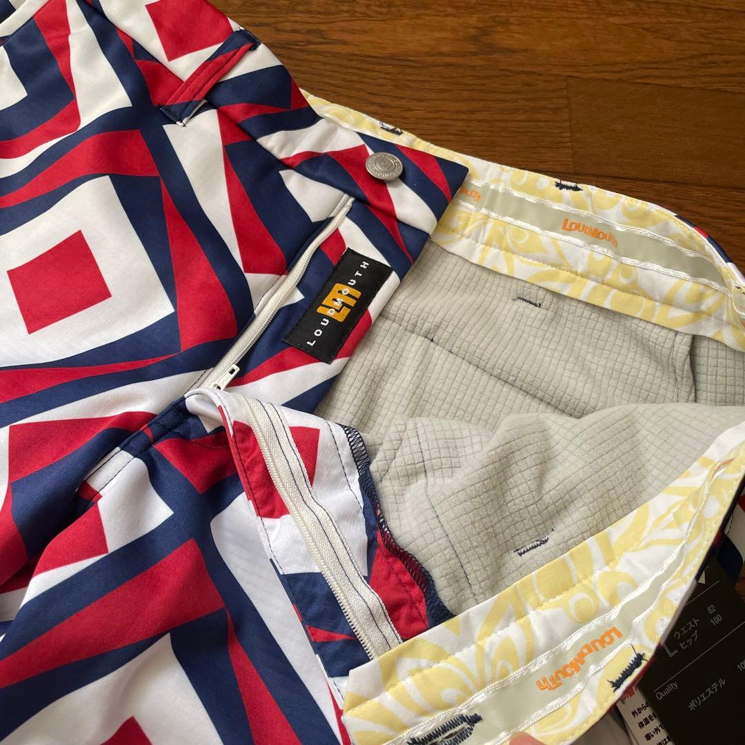 新品　LOUDMOUTH ボンディングパンツ　L 幾何学模様 ゴルフウェア