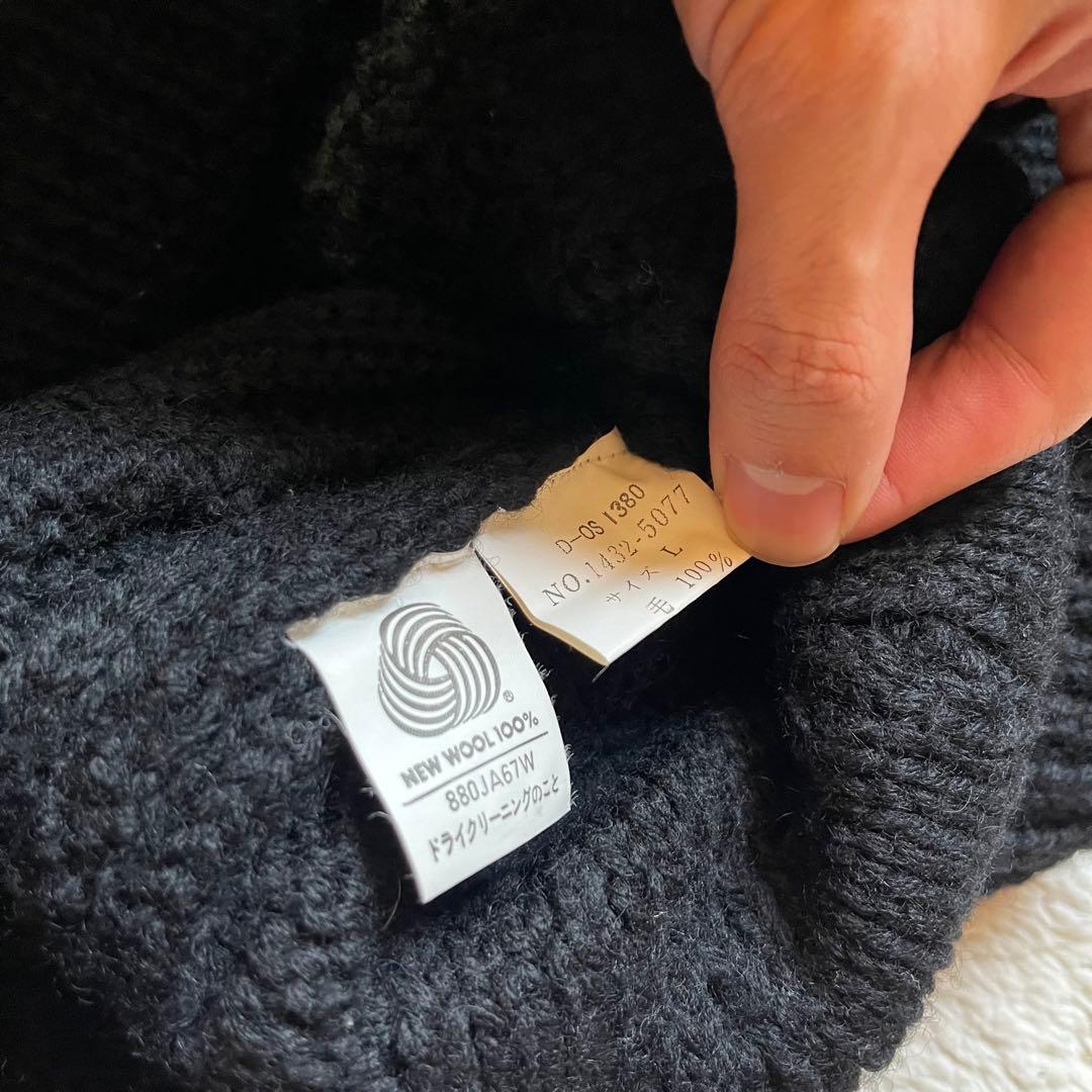 入手困難　vintage 古着　肉厚　フィッシャーマン　アランニット ブラック