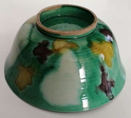 中国　素三彩虎皮斑碗