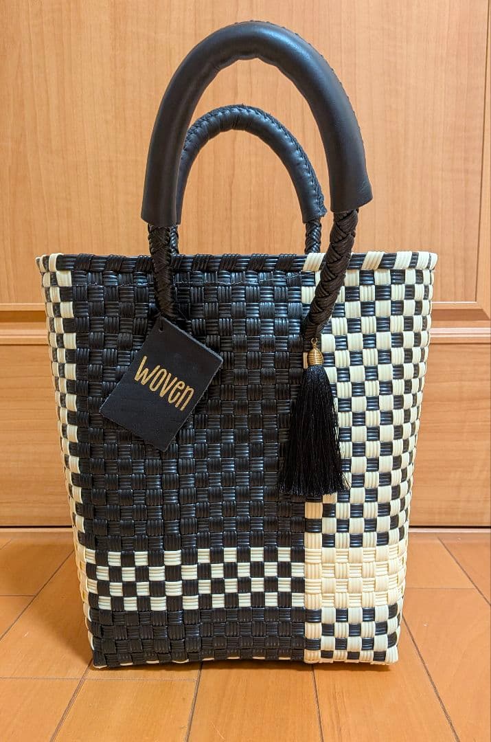 ♡２回のみ使用♡WOVEN チェック柄 かごバッグ