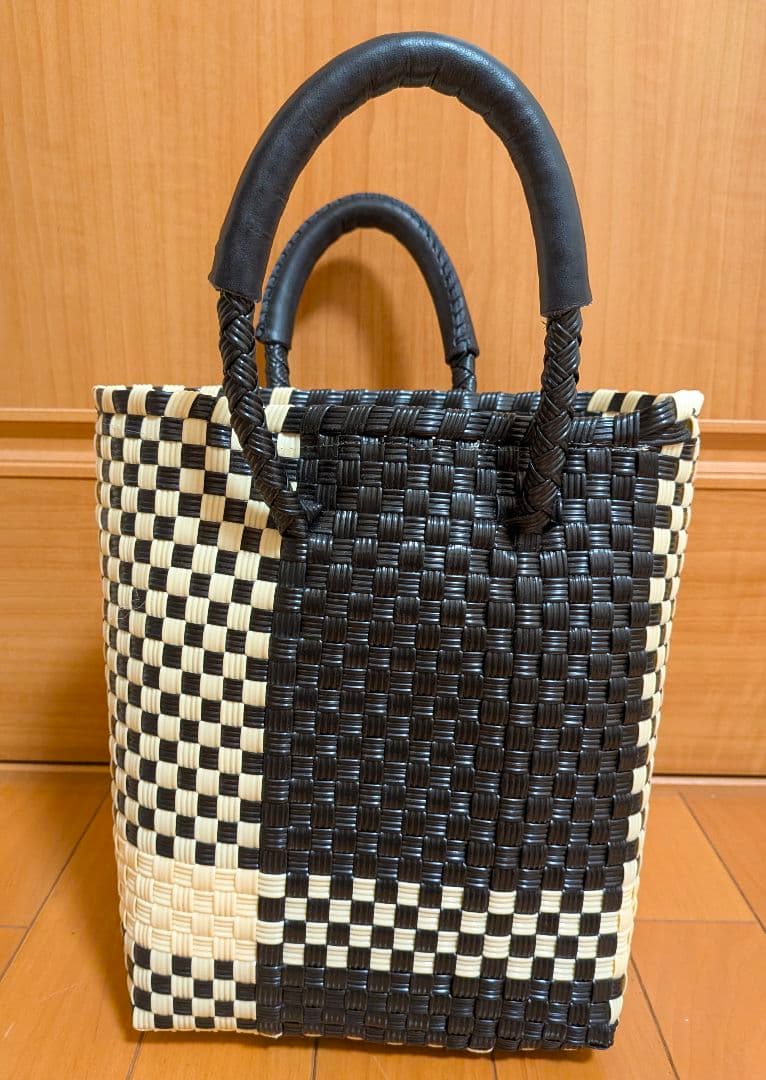 ♡２回のみ使用♡WOVEN チェック柄 かごバッグ
