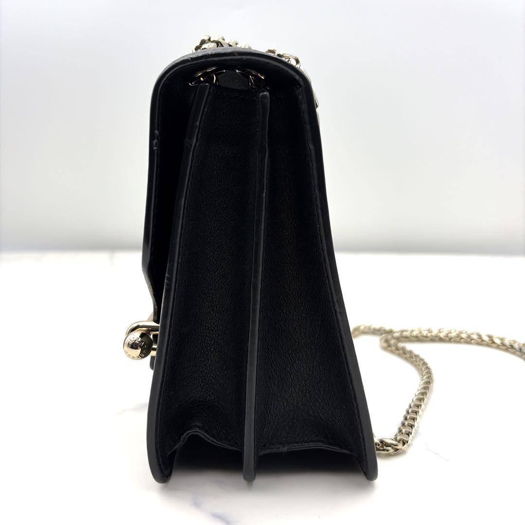 英国王室愛用 ストラスベリー East/West バッグ 黒 チェーン 本革 金