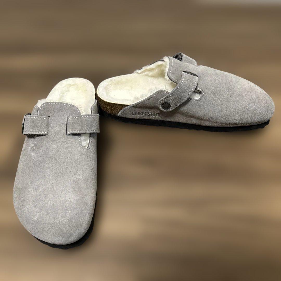 美品】ビルケンシュトック　ボストン シアリング　ボア　 37　グレー