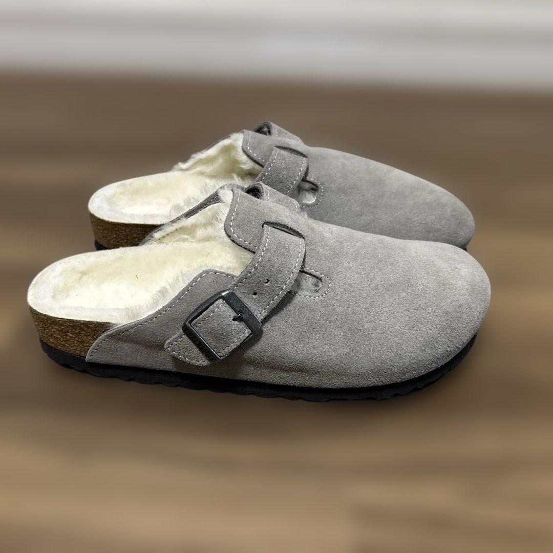 美品】ビルケンシュトック　ボストン シアリング　ボア　 37　グレー