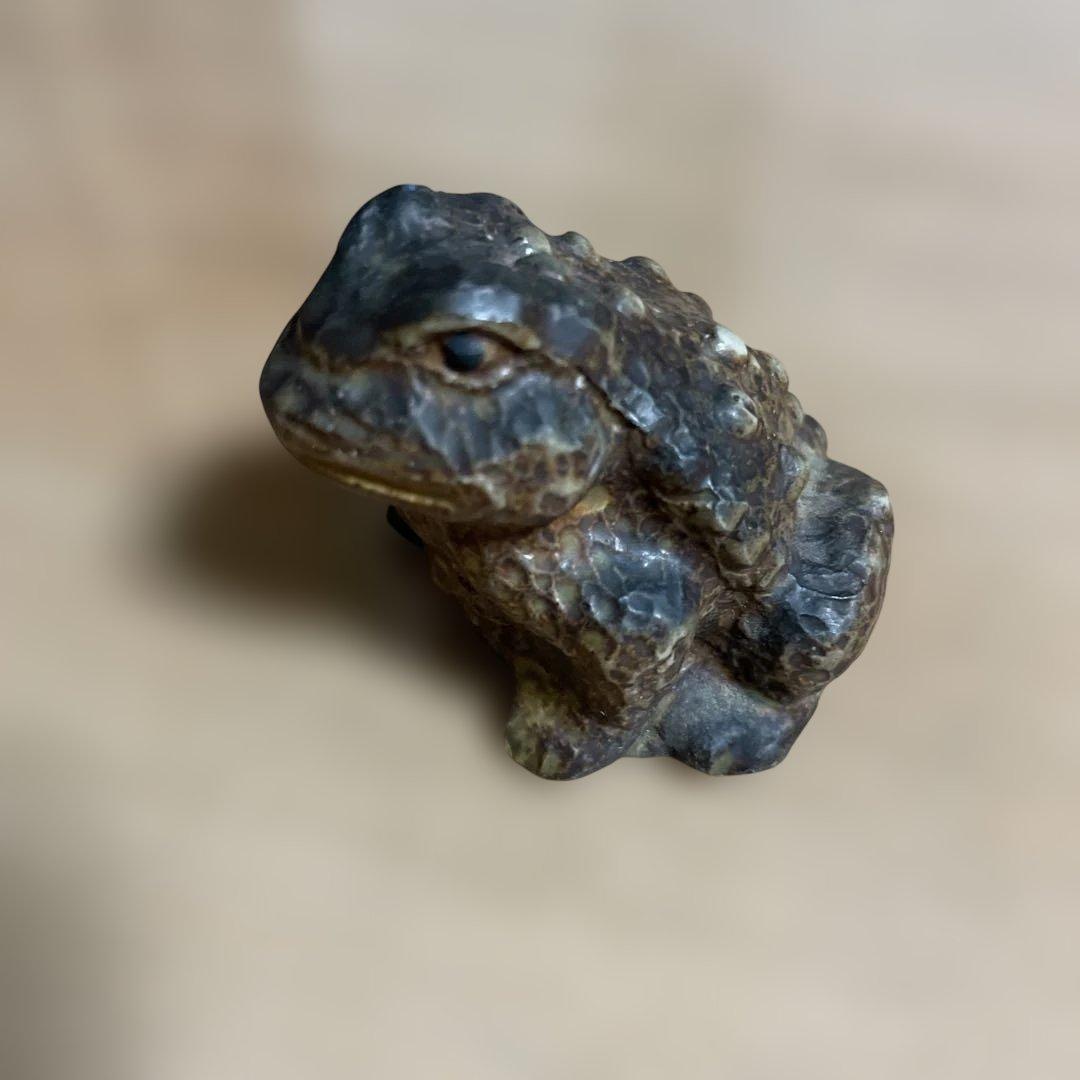 陶器カエルの置物盆栽添配