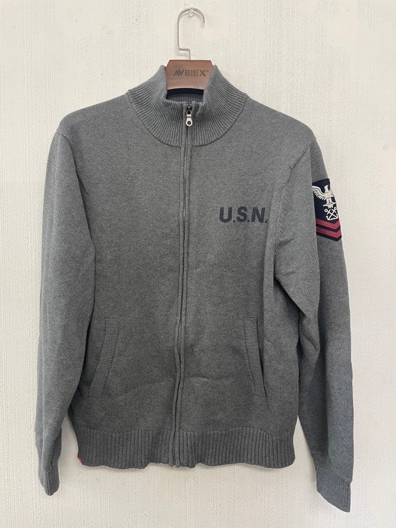 新品AVIREX NAVAL STAND COLLAR ZIP KNIT XL