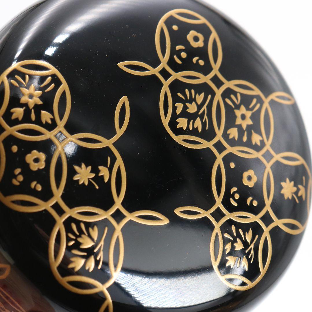 江端俊作 花七宝蒔絵 大棗 内銀溜塗 輪島塗 茶道具 共箱共布　IX1002