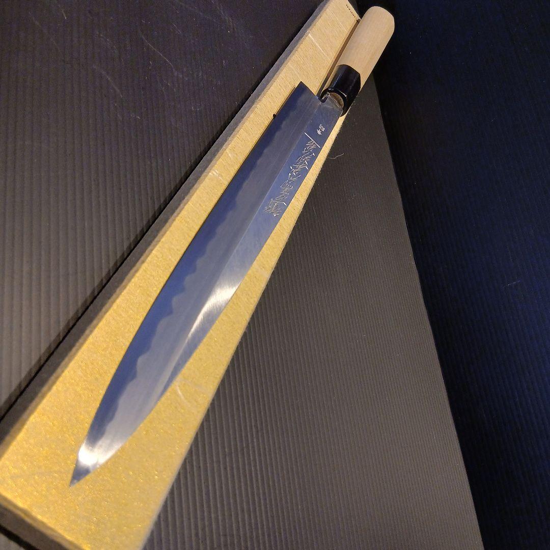 御右馬允義弘　柳刃包丁　天然砥石コッパ　セット品