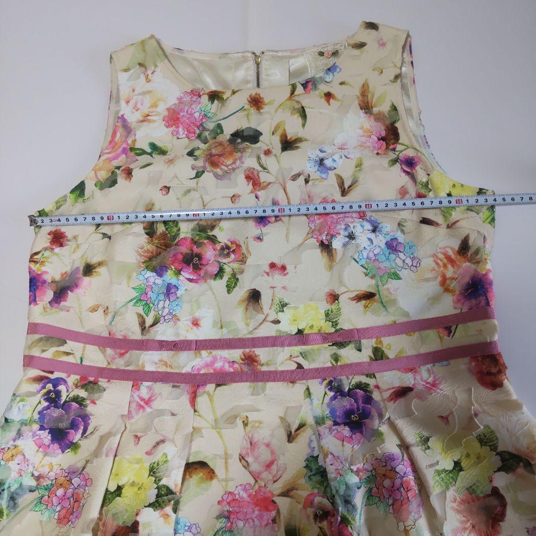 46 花柄 ピンクダブルリボン ローズティアラ　ジュエル