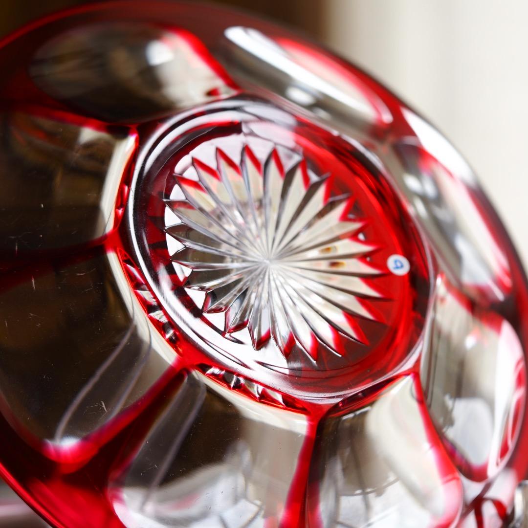 バカラ カット ボウル＆ソーサー セット B469b / エンパイア 金赤