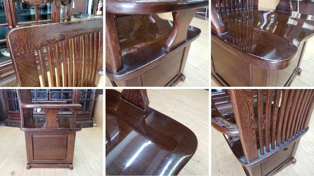 ｌ22　鉄刀木　タガヤサン　収納付き　アームチェア