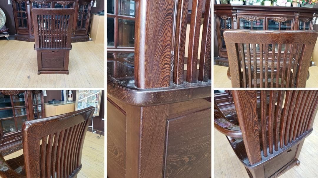 ｌ22　鉄刀木　タガヤサン　収納付き　アームチェア