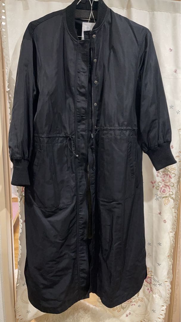 ブラック キルティングフリースモッズコート風