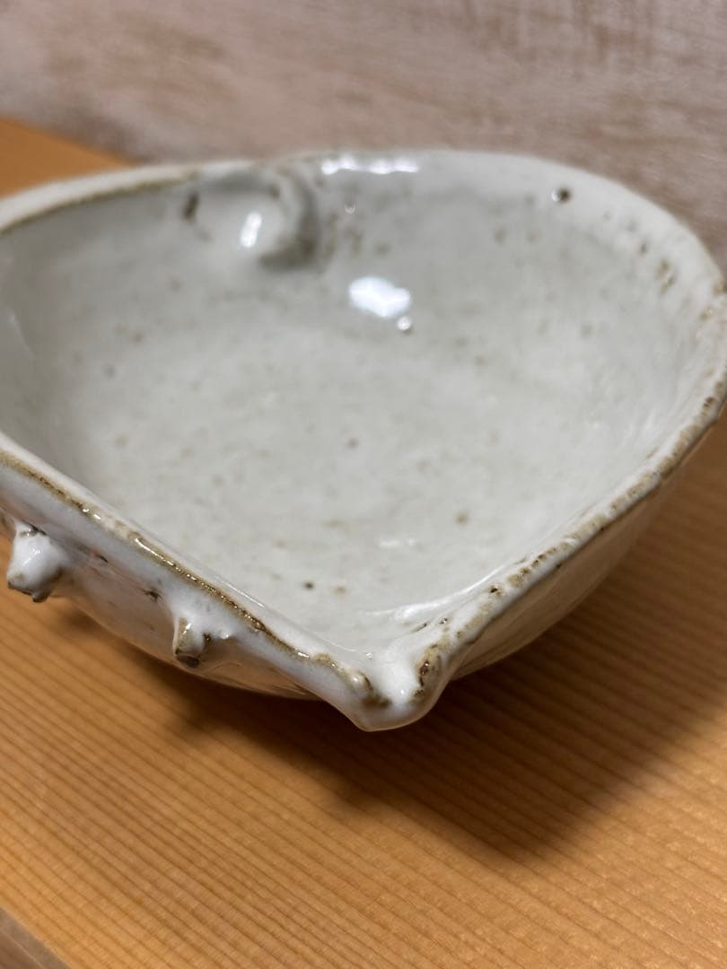 大華山鳥雲窯 納富鳥雲 萩焼 鮑形 向付 片口 鉢 小鉢 白萩 白釉 貝形 作家