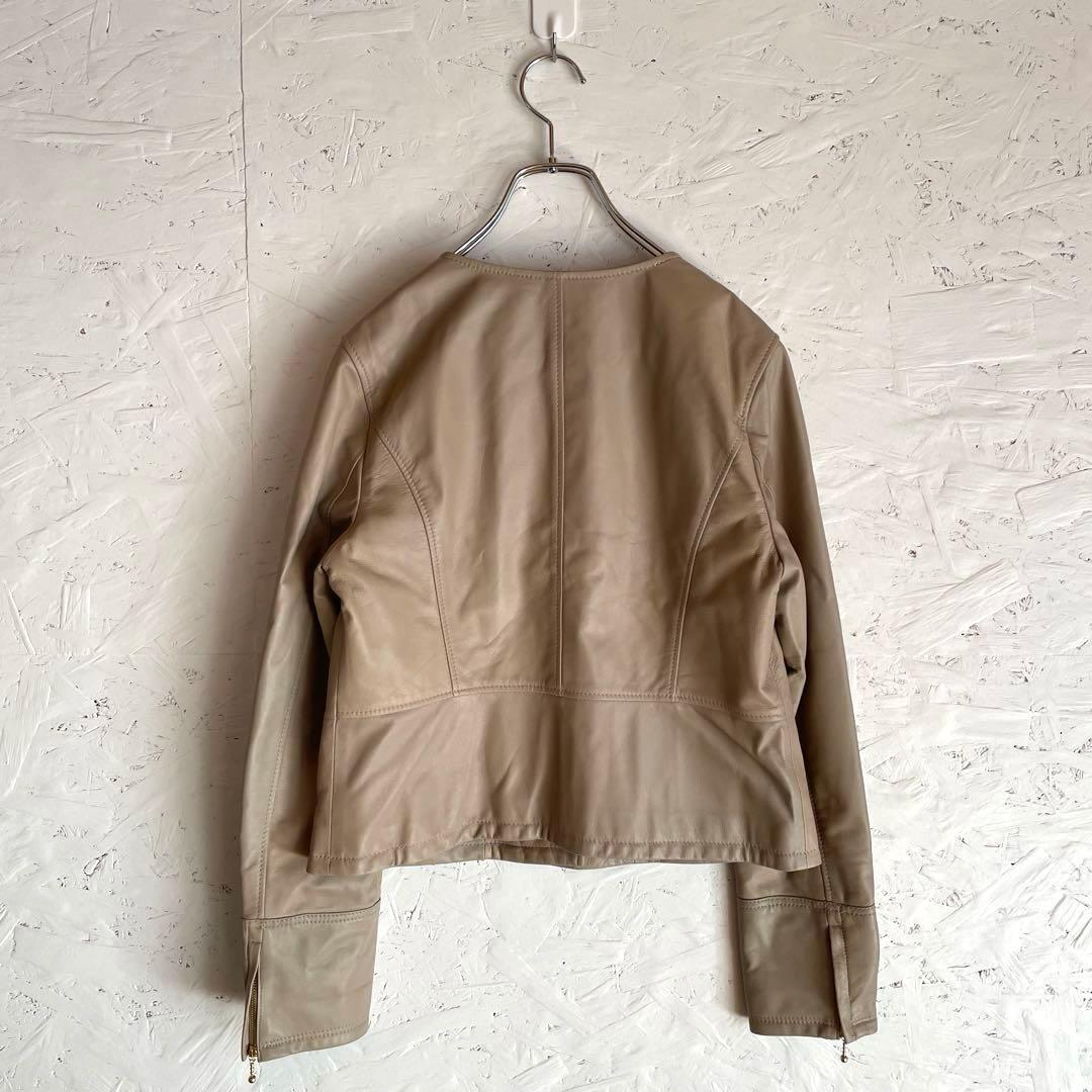 新品未使用タグ付【anySiS】ラムレザージャケット　ノーカラー　ライダース　4