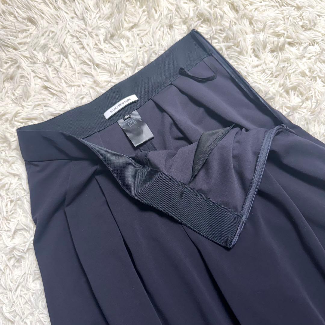 【近年美品✨】フォクシー　ガウチョパンツ ジャージー ワイド　ネイビー 40