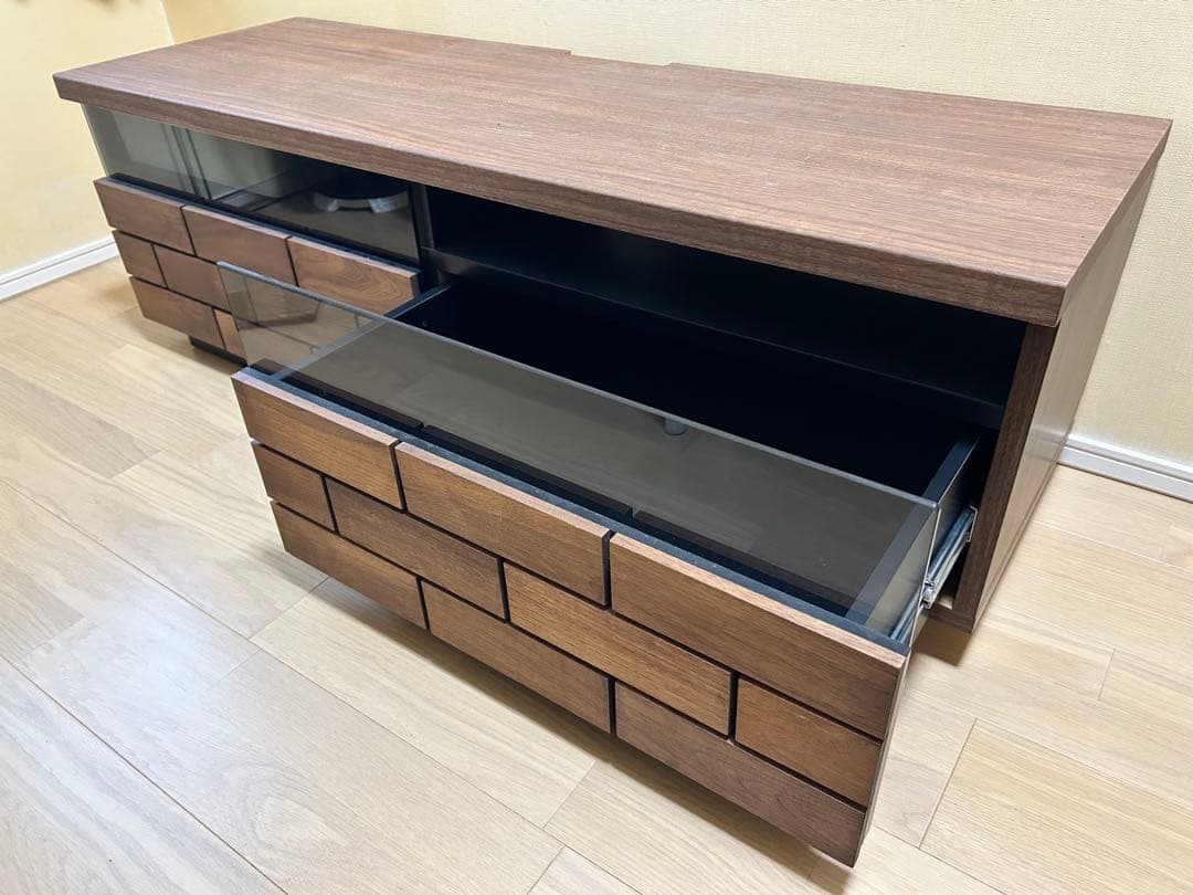 ニトリ　木製テレビ台 ブラウン 引き出し付き