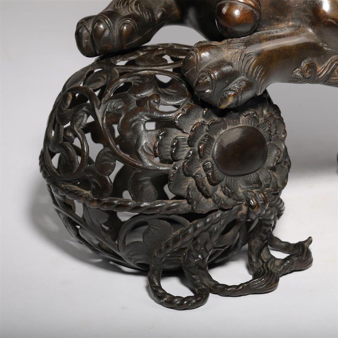 骨董品　古美術 銅獅子　開運置物