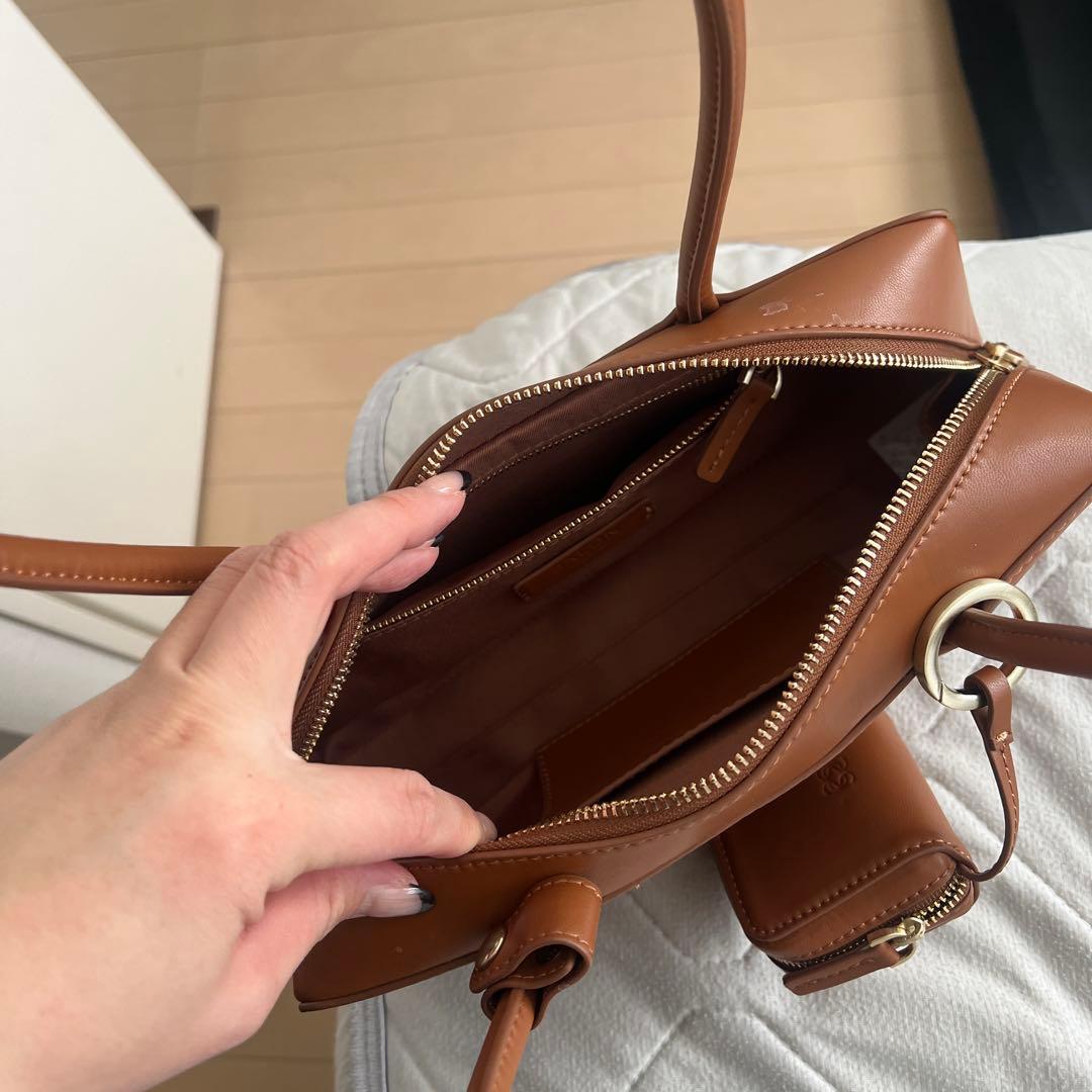 SALON adam et ropeミニポーチ付きスプリットレザーワイドバック