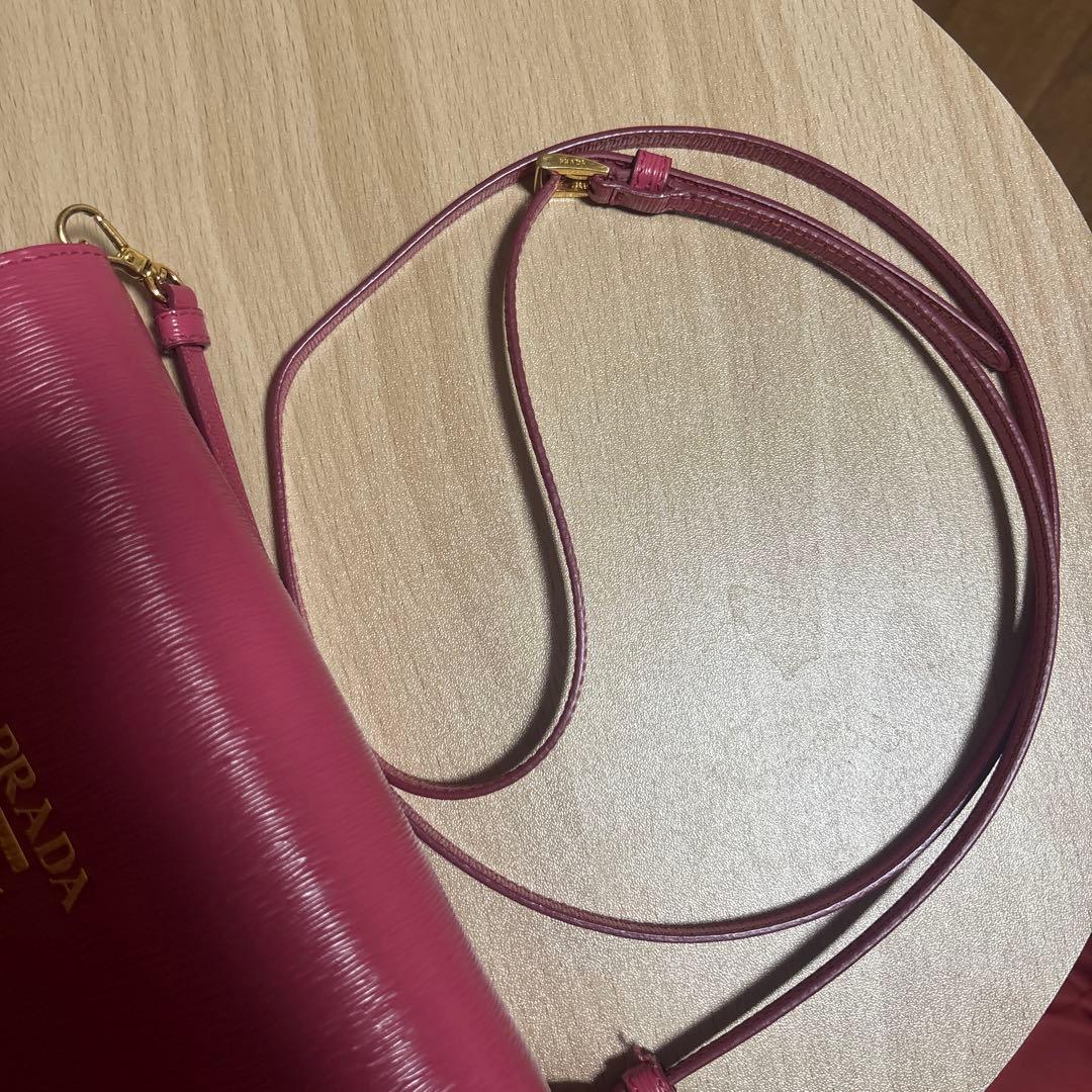 PRADA ショルダーバッグ　ショルダーウォレット ピンク