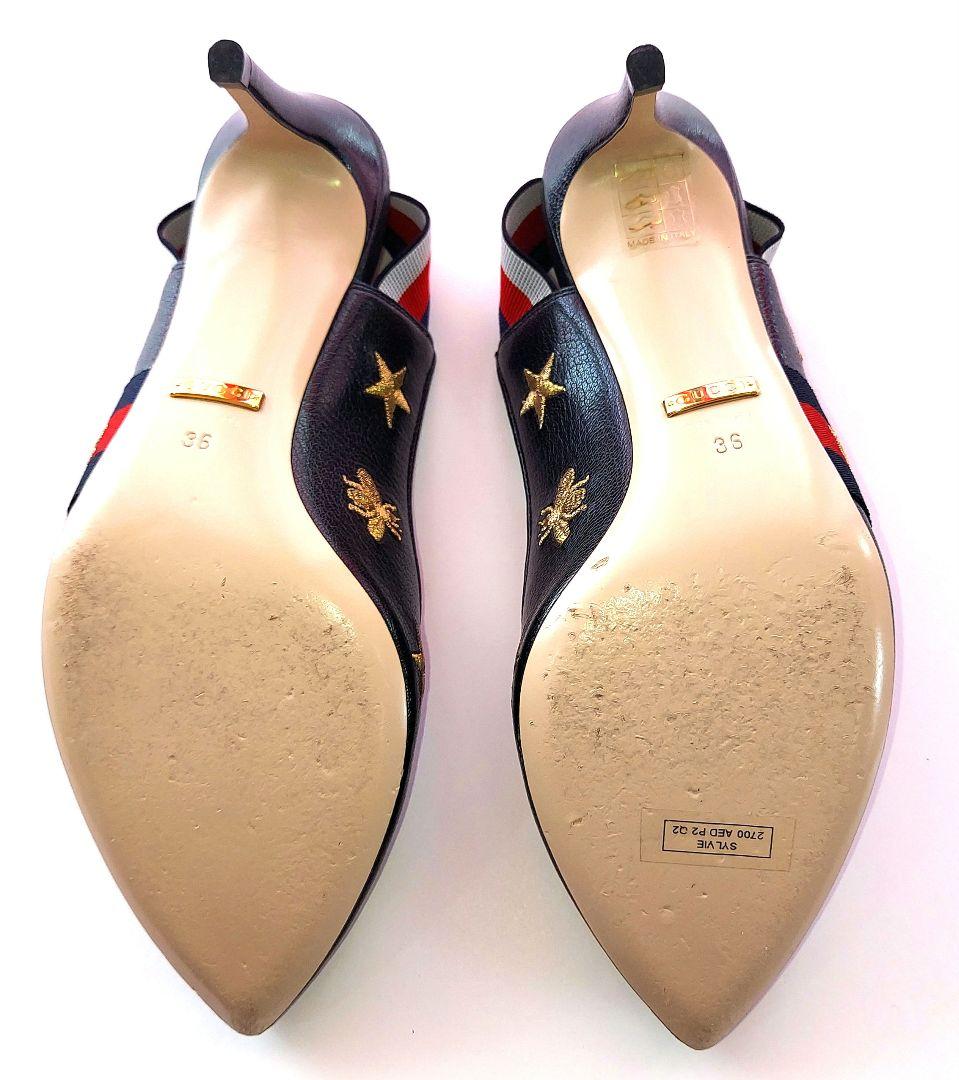 GUCCI✨36 レザースター柄パンプス黒