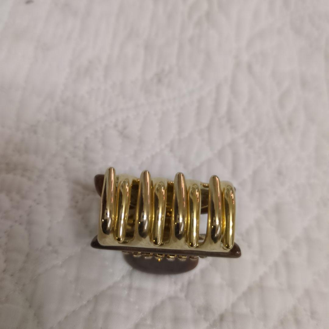 acca アッカ　ブラウン ストーン付き ヘアクリップ　ニューコラーナ　ダブル