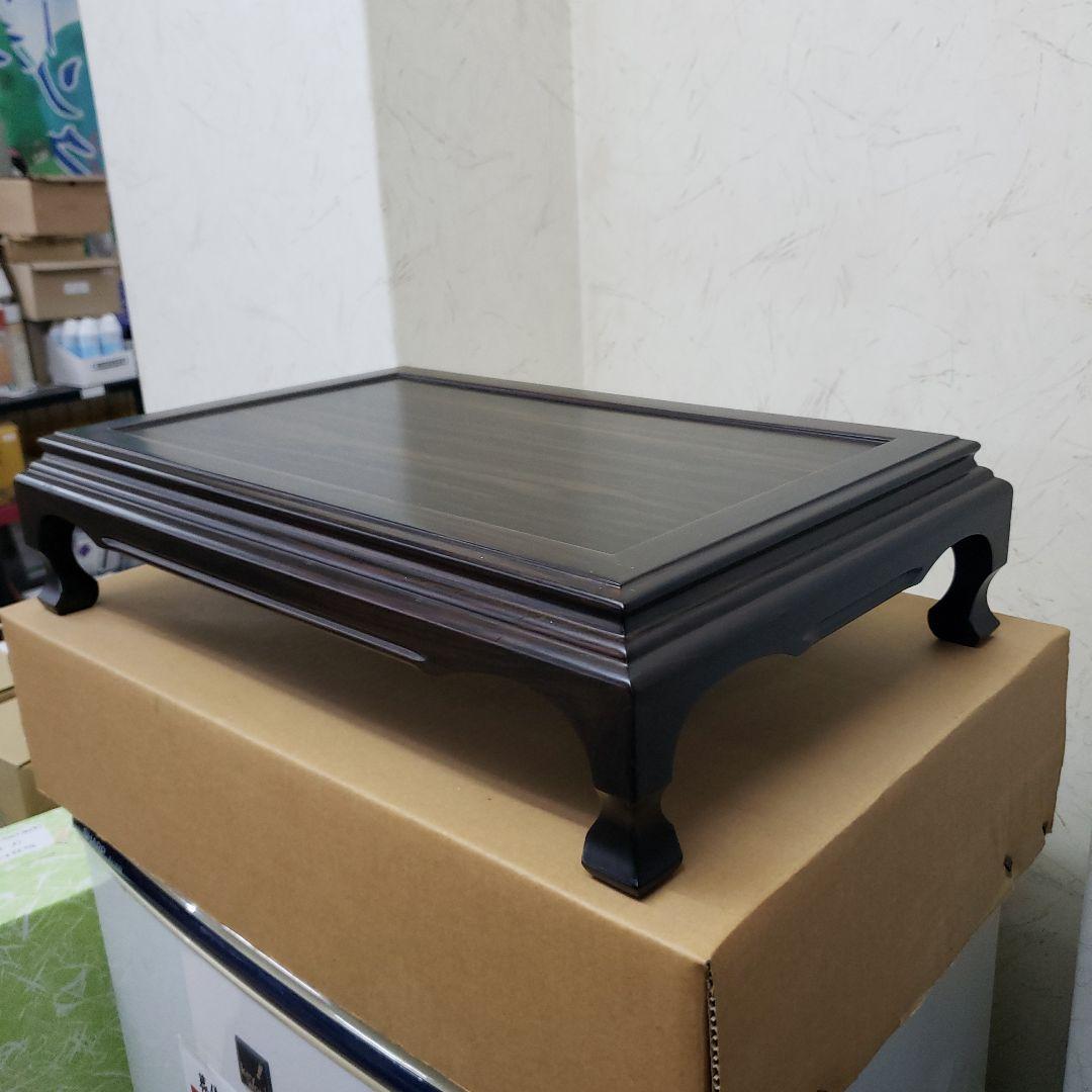 蔵出し特価　黒檀花台 スジ彫花瓶台 D５１×３３×１２cm　こきず訳有り箱付き